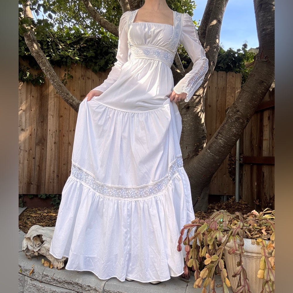 1970s Gunne Sax Prairie Maxi Dress XS